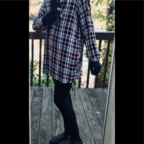 Plaid Shirt ZARA Button Down Lacing Detail - Picture 8 of 8